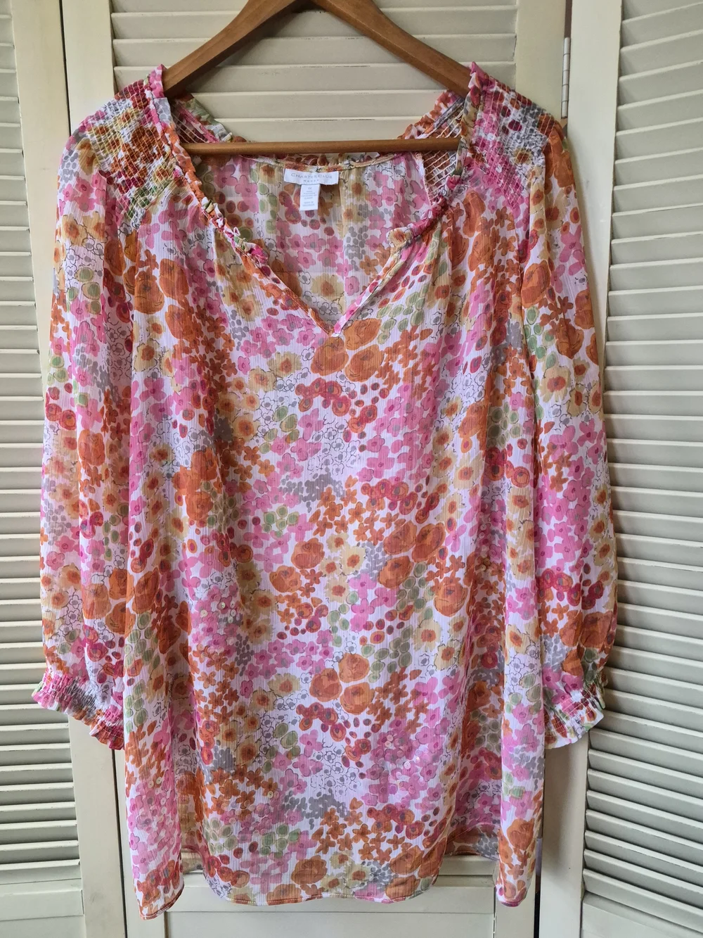 Charter Club Sheer Floral Blouse Size 1X